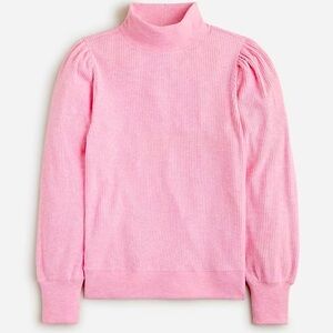 J Crew Brushed Rib Puff Sleeve Mockneck Sweater Tee XL Orchid Pink